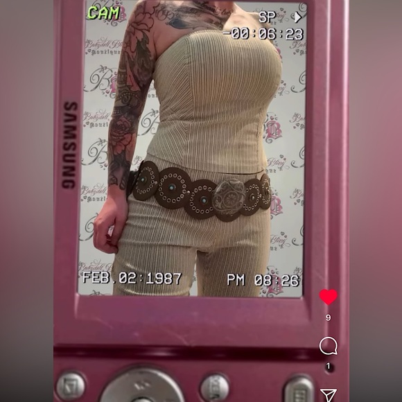 Le chΓ’teau set tube top Bottoms striped Grey cream beige vintage y2k 2000s - Picture 2 of 13